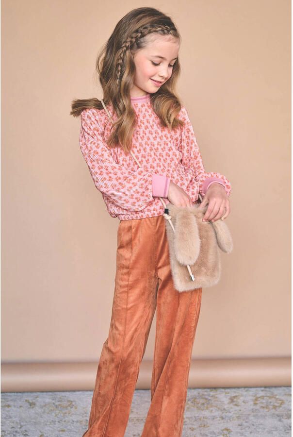 NONO rechtvallende blousetop met print roze