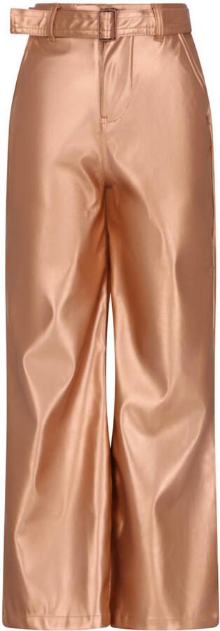 NONO Meisjes Broeken Simona Fake Leather Wide Leg Pants Goud - Foto 6