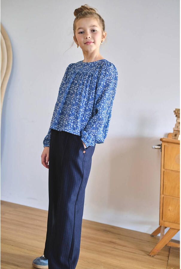 NONO regular fit casual gestreepte broek donkerblauw - Foto 2