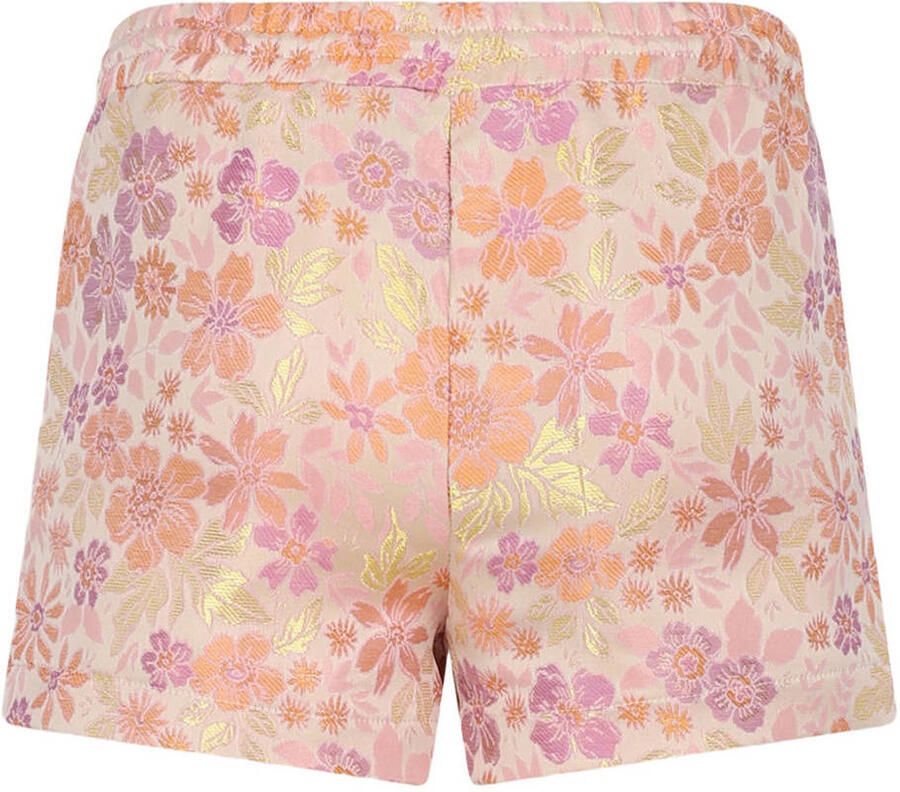 NONO regular fit gebloemde sweatshort oranje Korte broek Meisjes Polyester - Foto 2