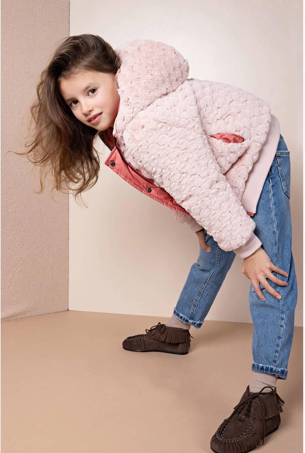 NONO reversible faux fur jas roze - Foto 3
