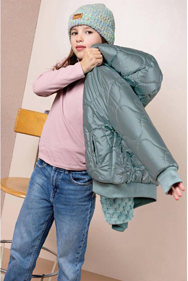 NONO reversible faux fur winterjas groen - Foto 3