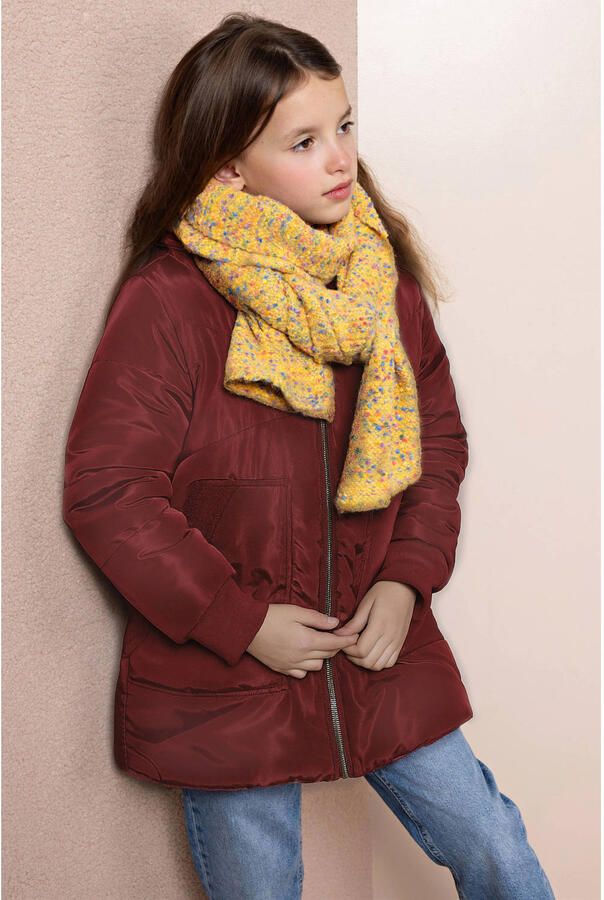 NONO reversible teddy winterjas donkerrood