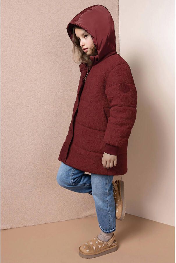 NONO reversible teddy winterjas donkerrood - Foto 2