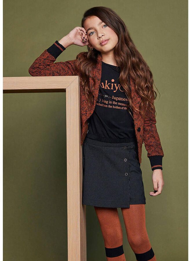 NONO skort met krijtstreep zwart Rok Meisjes Polyester Krijtstreep 116 - Foto 3