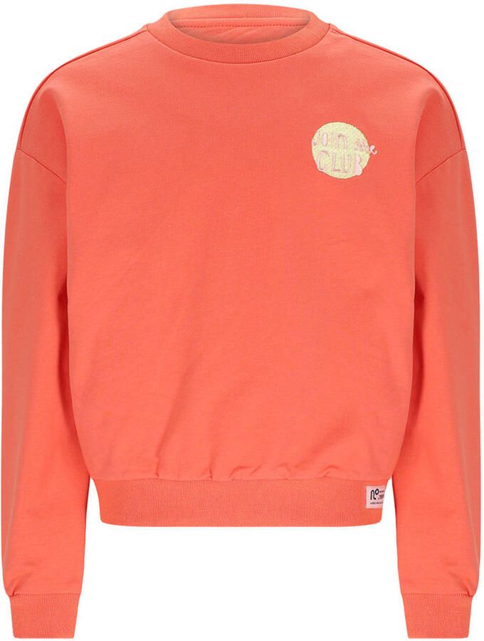 NONO sweater met backprint oranje