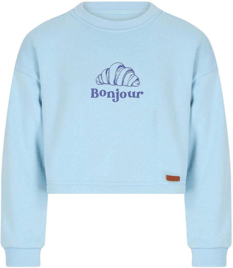 NONO sweater met print lichtblauw