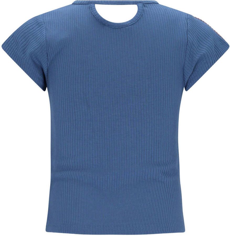 NONO T-shirt blauw rib gebreid