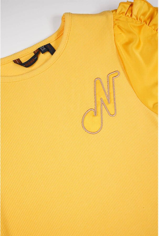 NONO T-shirt Kathl abrikoos Geel Meisjes Viscose Ronde hals Effen 122 128 - Foto 2