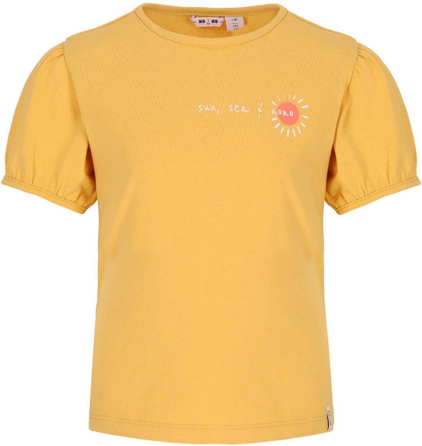 NONO T-shirt met backprint geel