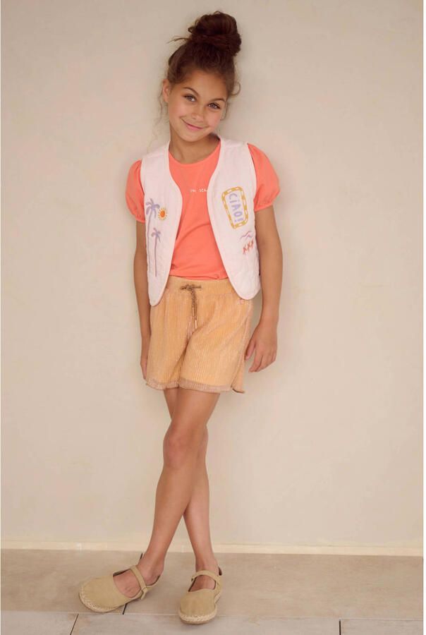 NONO regular waist casual short oranje met glitter - Foto 6