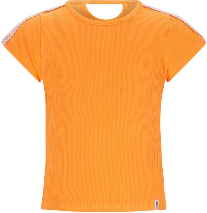 NONO T-shirt oranje rib gebreid