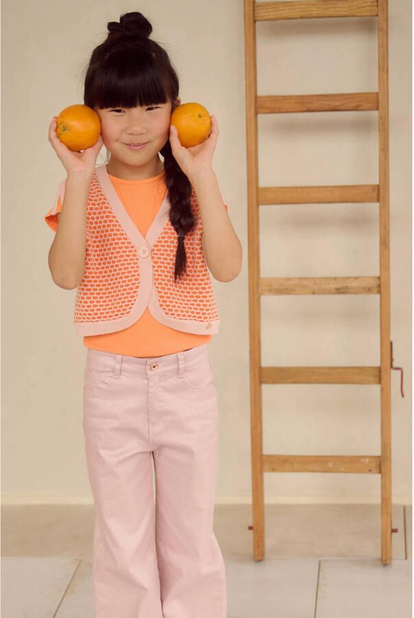 NONO T-shirt oranje rib gebreid - Foto 2