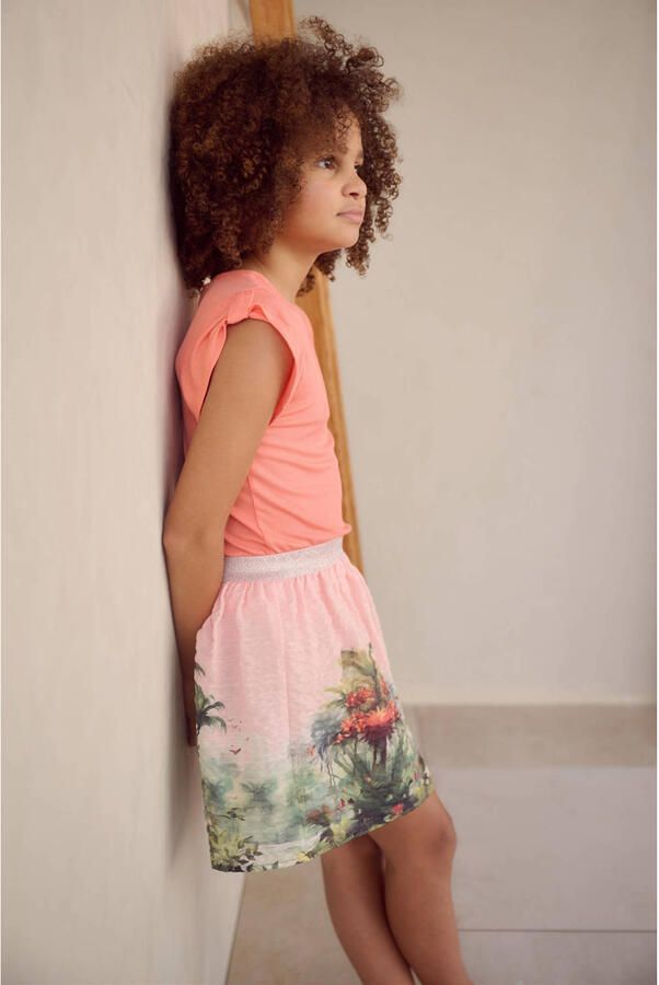 NONO Meisjes Tops & T-shirts Kapri Rib Jersey With Fancy Sleeve Oranje - Foto 7