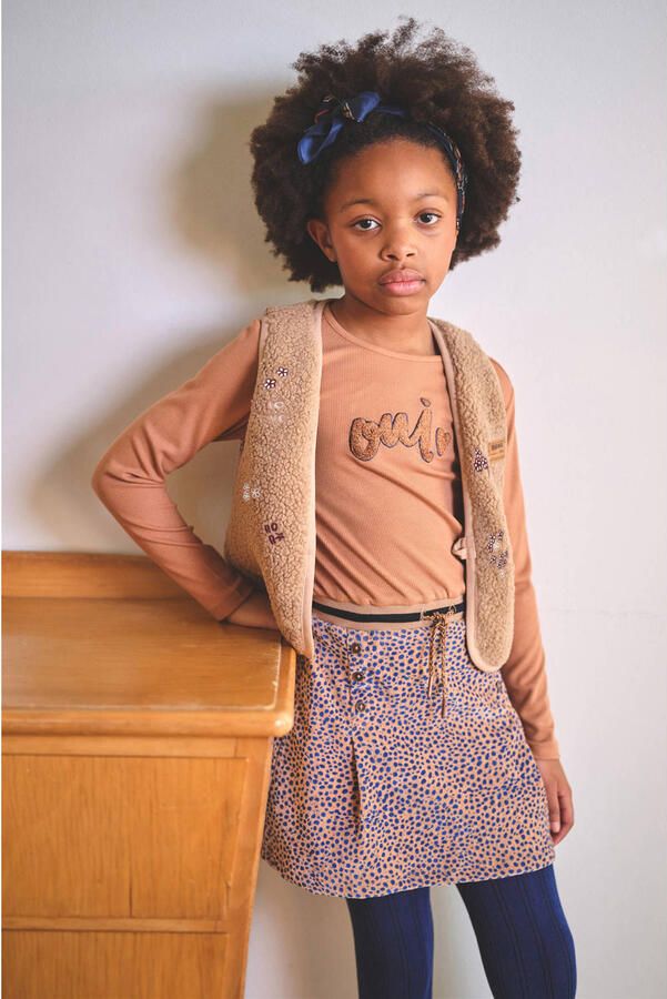 NONO teddy gilet met print taupe - Foto 3