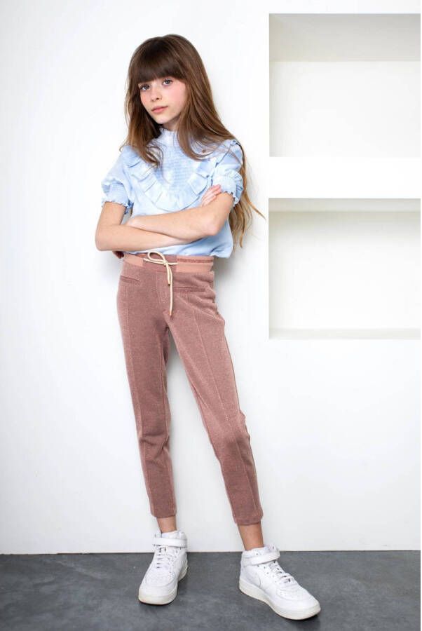 NONO slim fit broek Secla oudroze