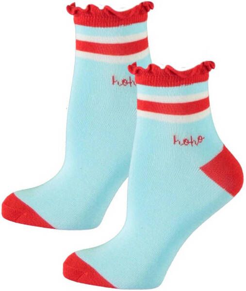 NONO sokken Rosie blauw rood wit Meisjes Katoen Meerkleurig 110 116