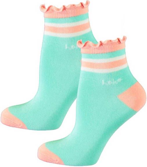 NONO sokken Rosie turquoise roze wit