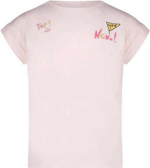 NONO T-shirt Kuy met printopdruk lichtroze Rood Meisjes Stretchkatoen Ronde hals 158 164