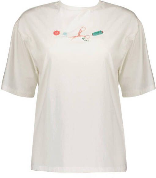 NONO T-shirt X Bodil Jane met printopdruk wit Dames Katoen Ronde hals S