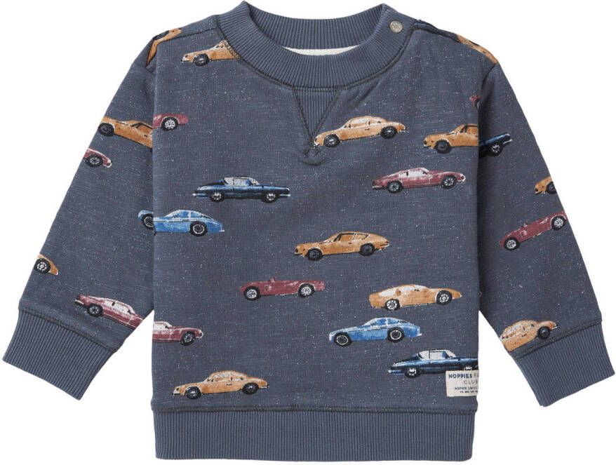Noppies baby sweater Tusculum met all over print blauwgrijs Jongens Sweat (duurzaam) Ronde hals 50
