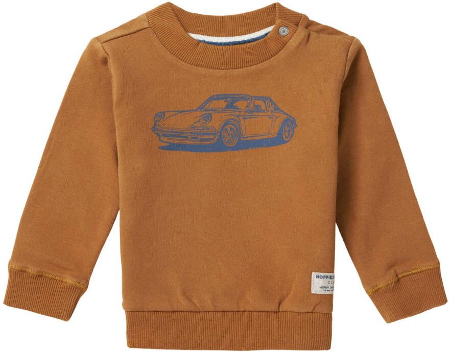 Noppies baby sweater Timberlane met printopdruk bruin