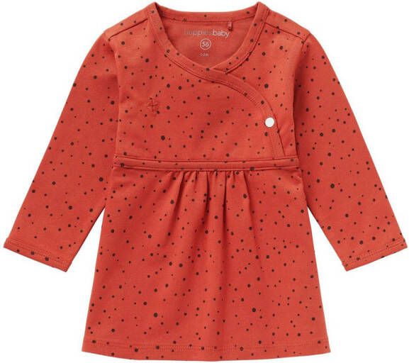 Noppies baby jurk Liz met biologisch katoen roodbruin Meisjes Katoen (biologisch) Overslagkraag 44