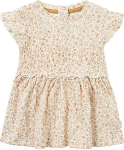 Noppies baby jurk Neoga met all over print lichtbruin wit