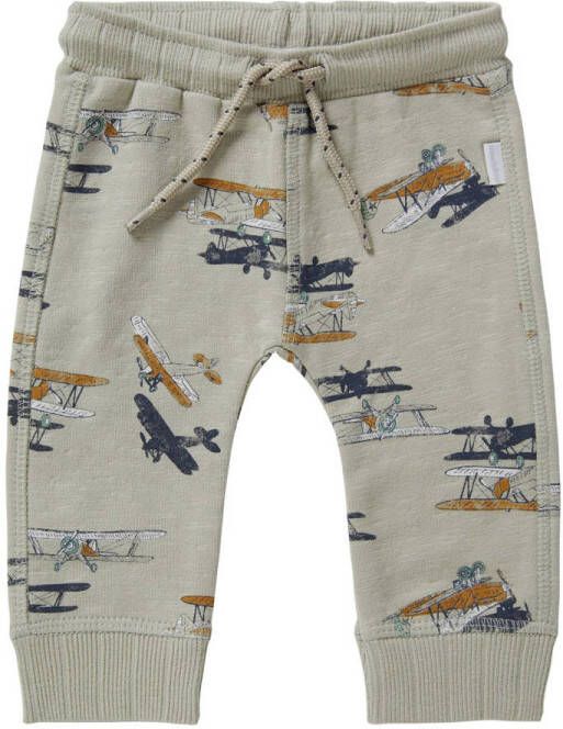 Noppies baby regular fit broek Marvin met all over print lichtgrijs