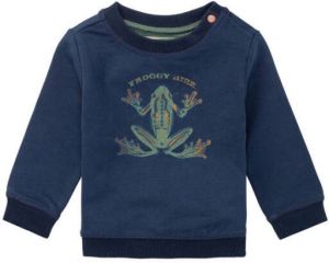 Noppies baby sweater Henderson met printopdruk blauw