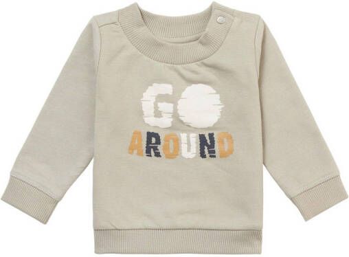 Noppies baby sweater Morristown met tekst lichtgrijs