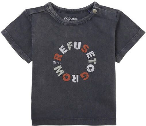 Noppies baby T-shirt Minonk met tekst grijs Jongens Stretchkatoen (duurzaam) Ronde hals 80