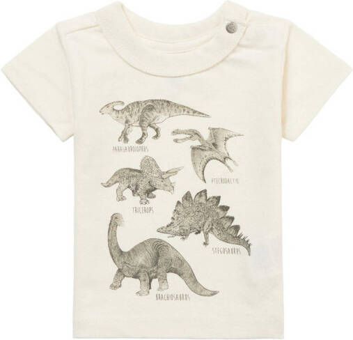 Noppies baby T-shirt Momence met dierenprint wit grijs Jongens Gerecycled katoen (duurzaam) Ronde hals 86