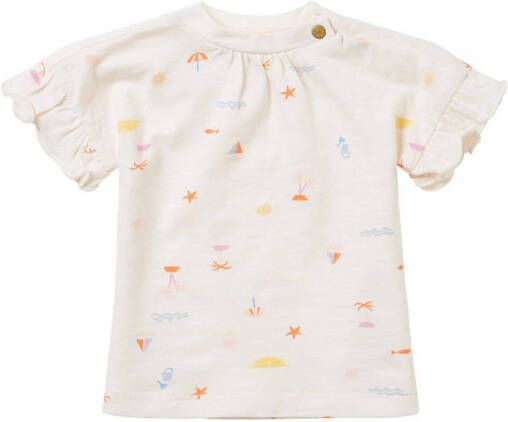 Noppies baby T-shirt New Delhi van biologisch katoen off white Ecru Meisjes Katoen (biologisch) Ronde hals 86