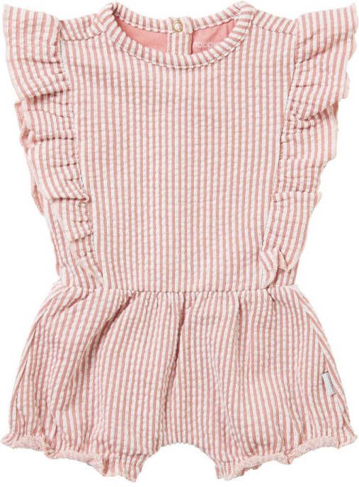 Noppies babygestreepte jumpsuit Nixa roze wit