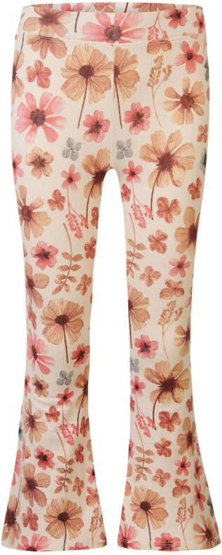 Noppies gebloemde flared broek beige roze Meisjes Stretchkatoen Bloemen 104