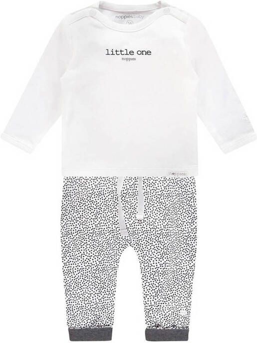 Noppies longsleeve + broek wit zwart