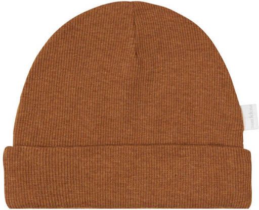 Noppies Nevel muts bruin Biologisch katoen Effen 44