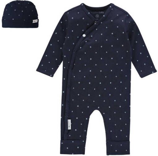 Noppies baby boxpak + muts donkerblauw Jongens Stretchkatoen Ronde hals 62