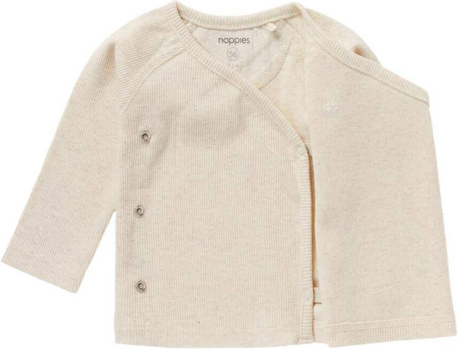 Noppies baby longsleeve Nanyuki met borduursels beige Katoen V-hals 50