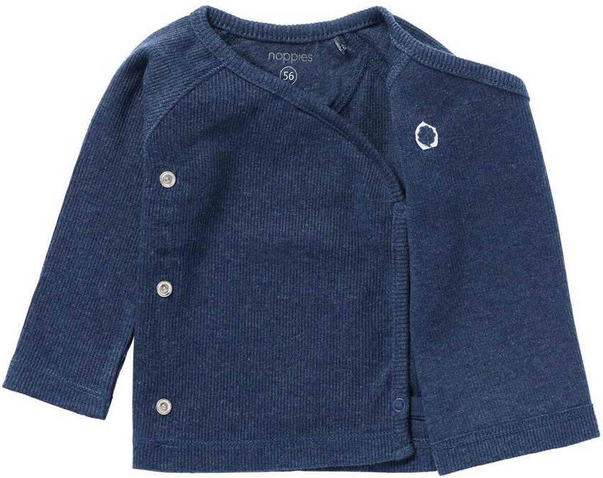 Noppies baby longsleeve Nanyuki met borduursels donkerblauw Katoen V-hals 44