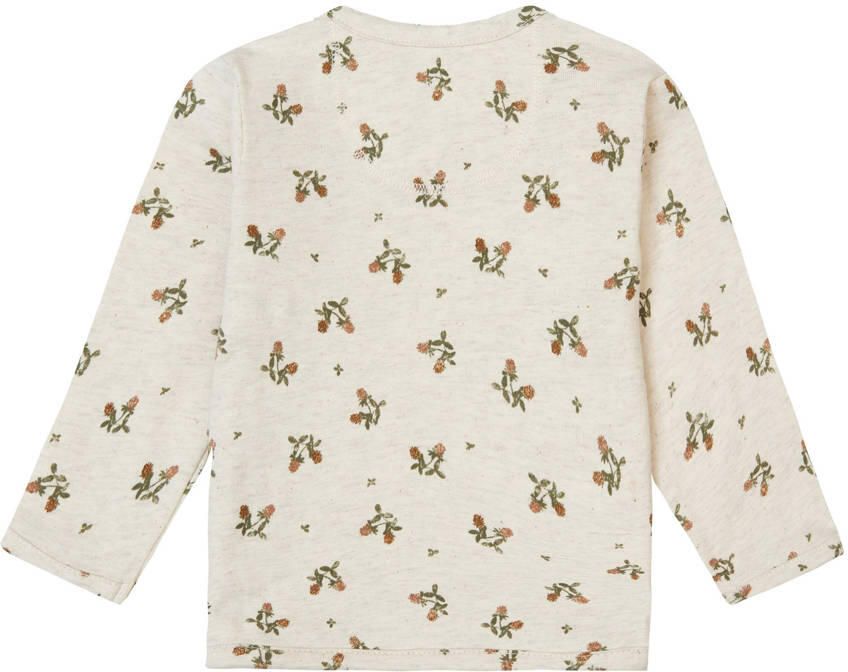Noppies baby longsleeve Nicosia met katoen ecru groen bruin All over print 44