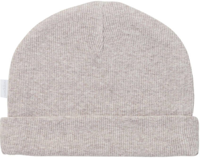 Noppies baby rib gebreide newborn muts Nevel taupe melange Bruin Katoen maat 56-62
