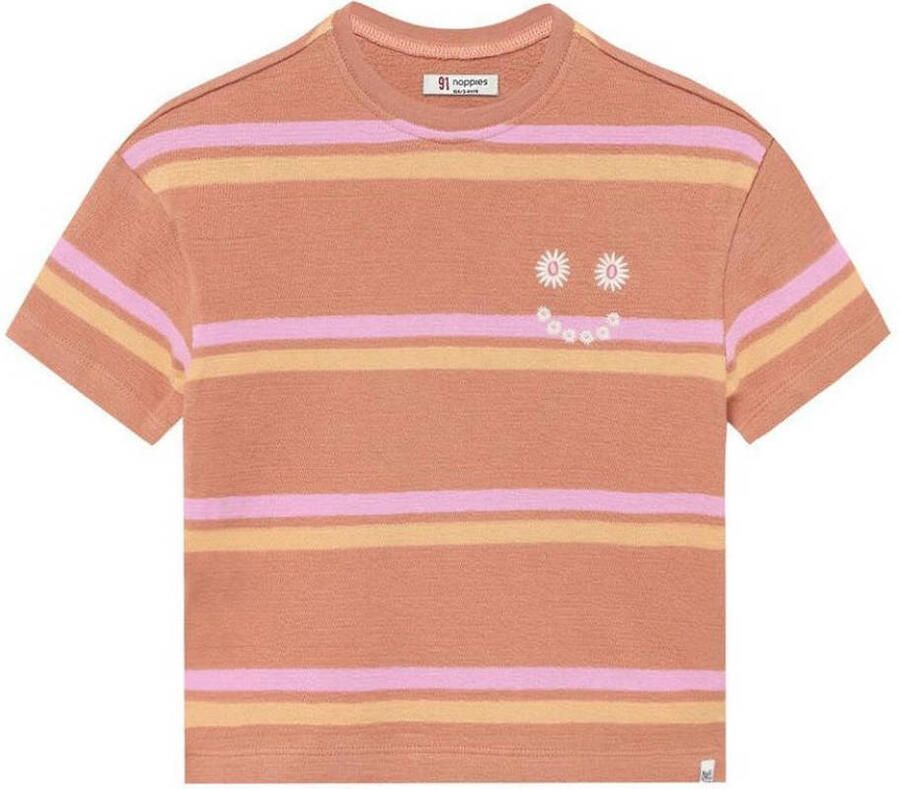 Noppies kids gestreepte T-shirt lichtbruin