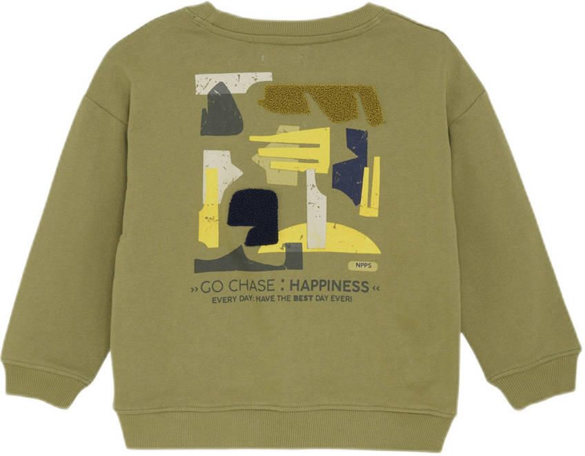 Noppies kids sweater met backprint groen