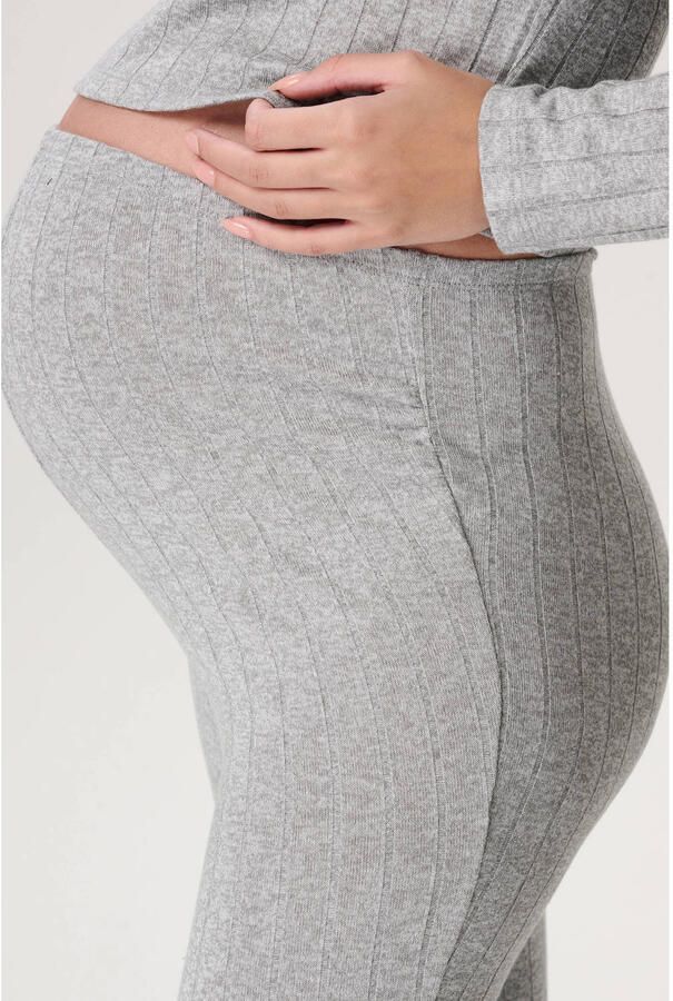Noppies maternity flared high waist zwangerschaps flared broek grijs fijn gebreid - Foto 2