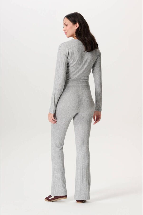 Noppies maternity flared high waist zwangerschaps flared broek grijs fijn gebreid - Foto 3