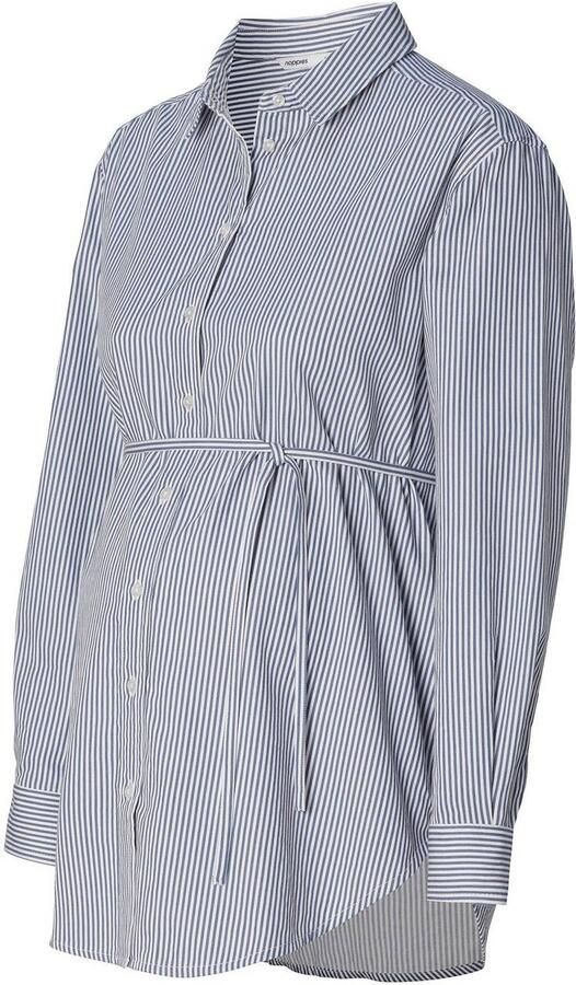 Noppies gestreepte zwangerschaps- en voedingsblouse Arles blauw wit Top Dames Katoen Klassieke kraag XXL