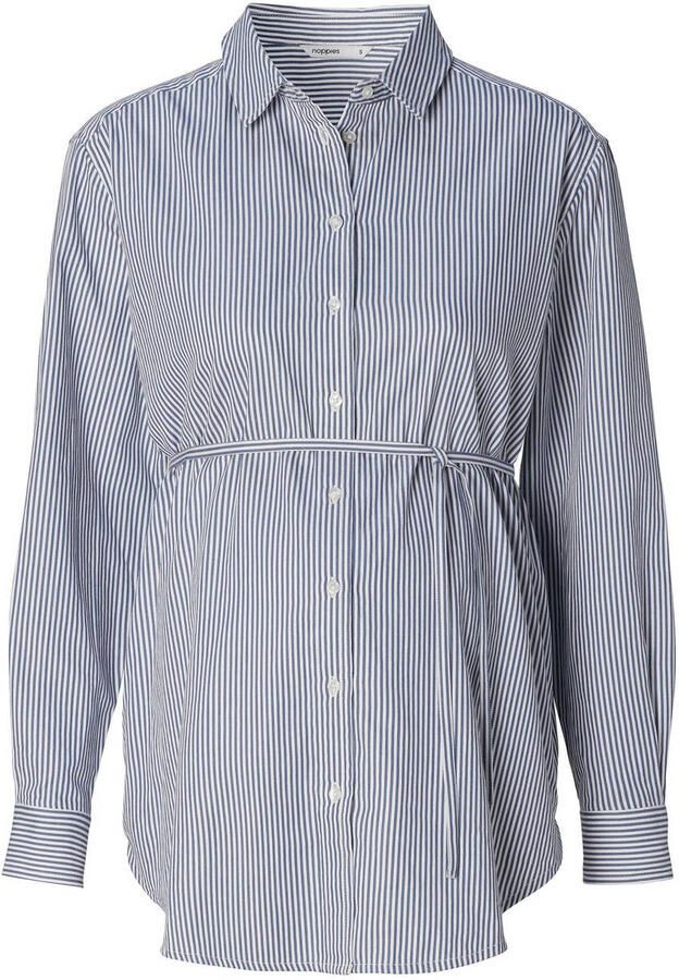 Noppies gestreepte zwangerschaps- en voedingsblouse Arles blauw wit Top Dames Katoen Klassieke kraag XXL - Foto 2