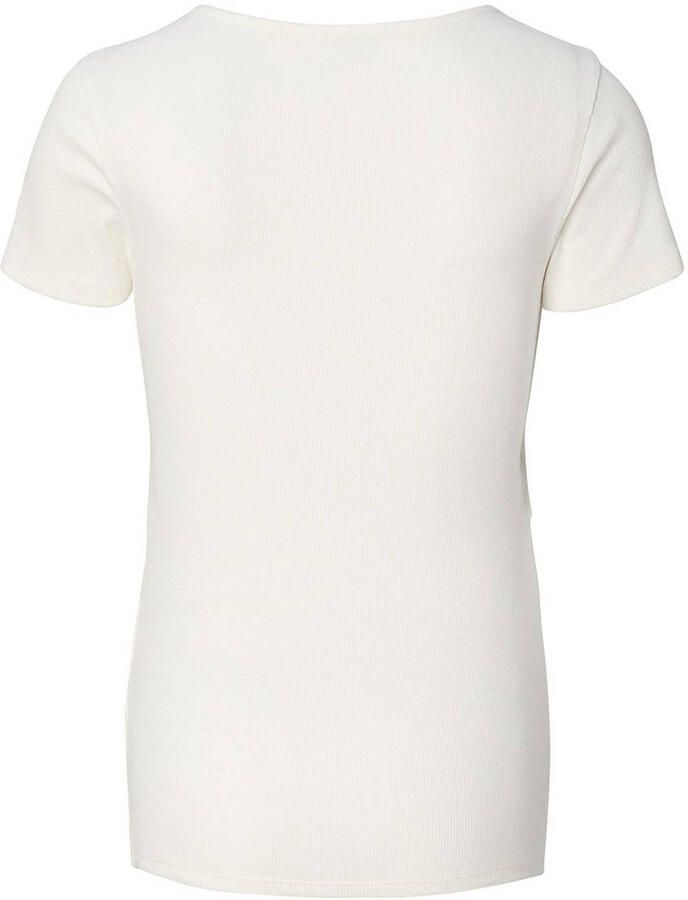 Noppies ribgebreid zwangerschapsshirt Sanson wit Top Dames Stretchkatoen V-hals XXL